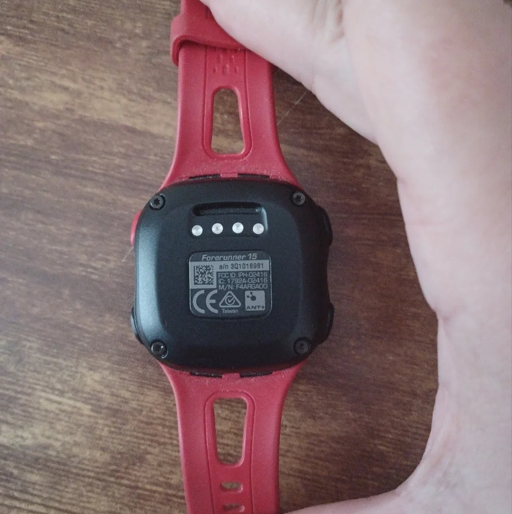 Red/Black Garmin Forerunner 15 smartwatch (comes w/ charger)